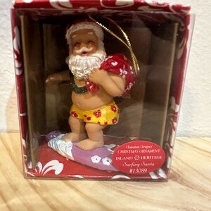 Tropical Santa Holiday Ornament in Yellow and Red